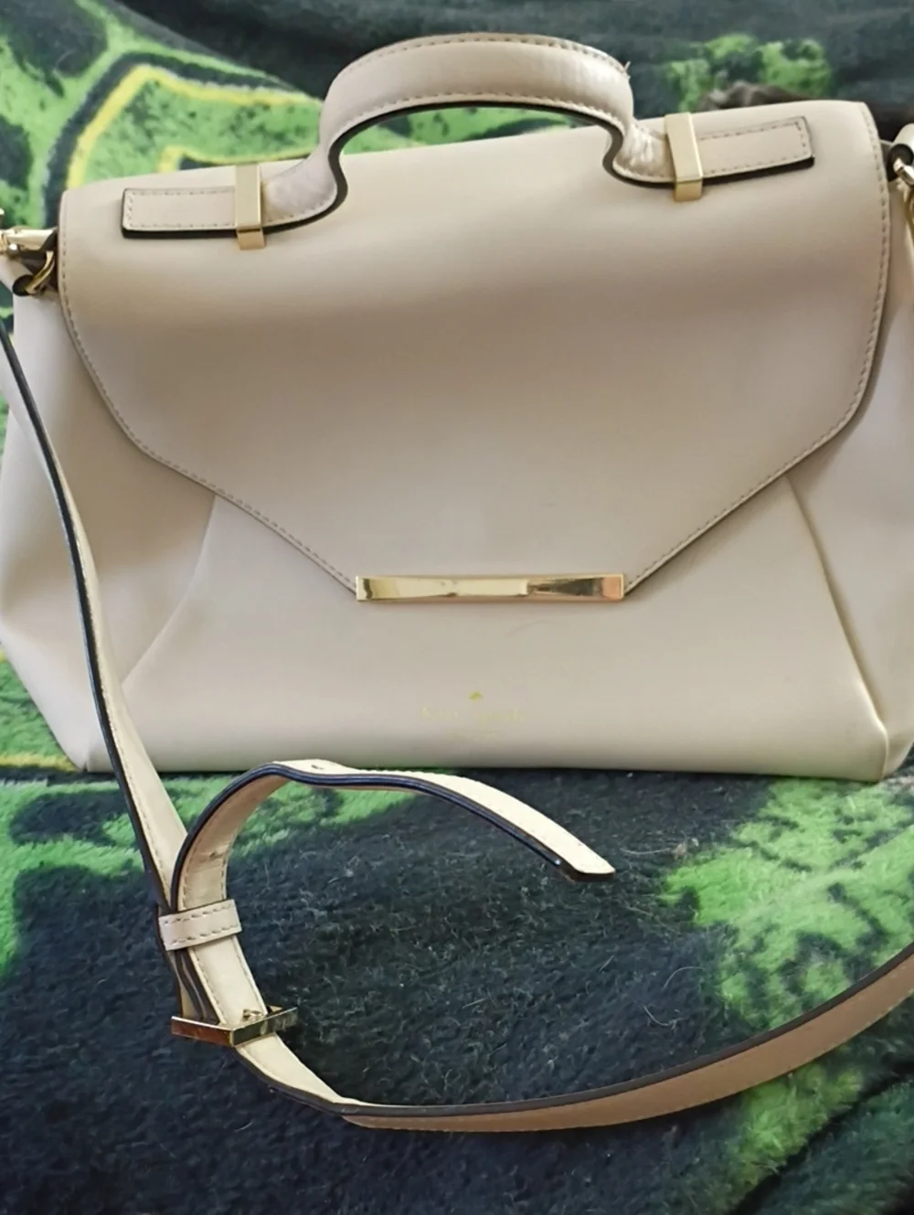 Elegant Cream Top-Handle Satchel with Gold Accents